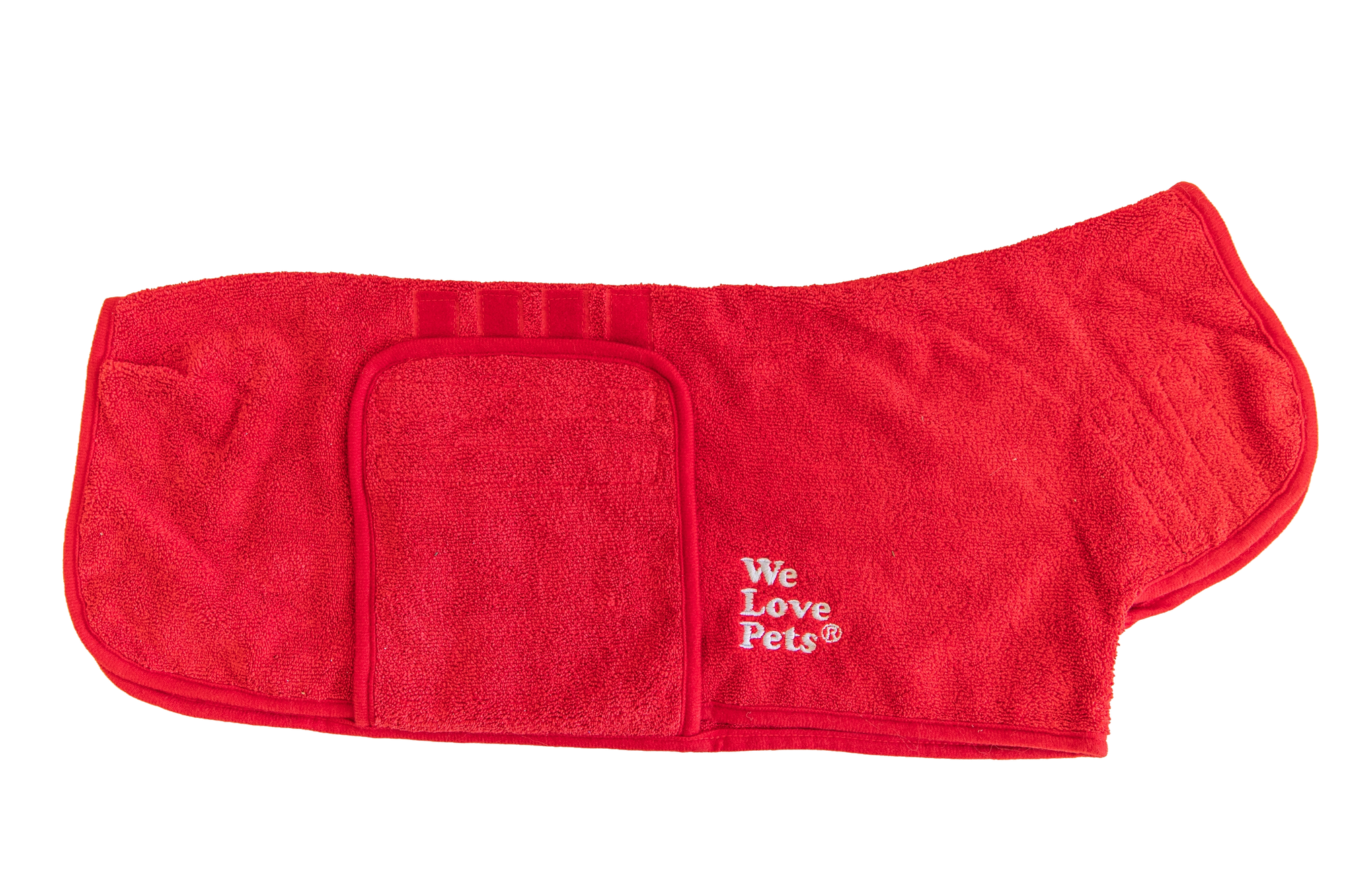 Coral fleece microfibre pet bathrobe showing soft absorbent texture
