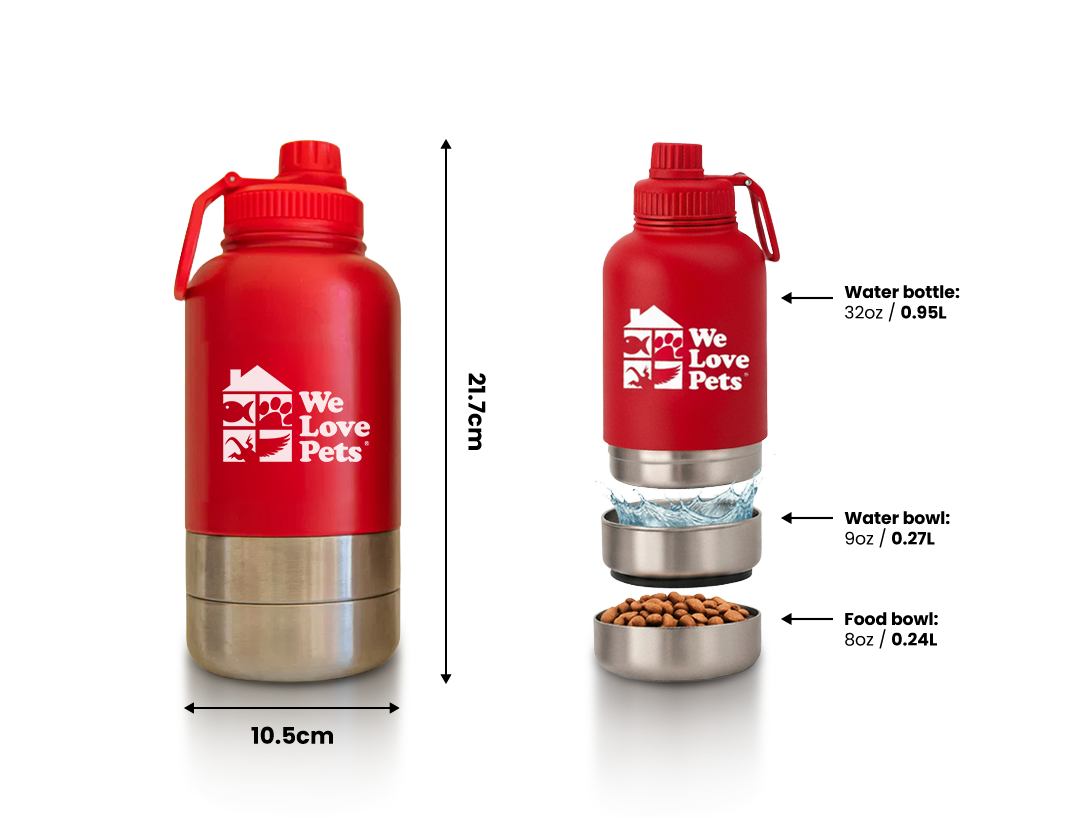 3-in-1 Insulated Stainless Steel Dog Water Bottle & Bowl